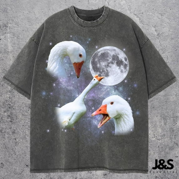 Vintage Goose 90s Graphic T-Shirt, Goose Lovers Retro Moon Tee, 2000s Nature Moon Alpha Shirt, Nostalgia Unisex Oversize Tee, Goose Party Gift TH150528