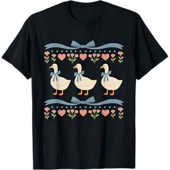 Vintage Goose Funny Blue Ribbon Goose Retro Cottagecore T-Shirt