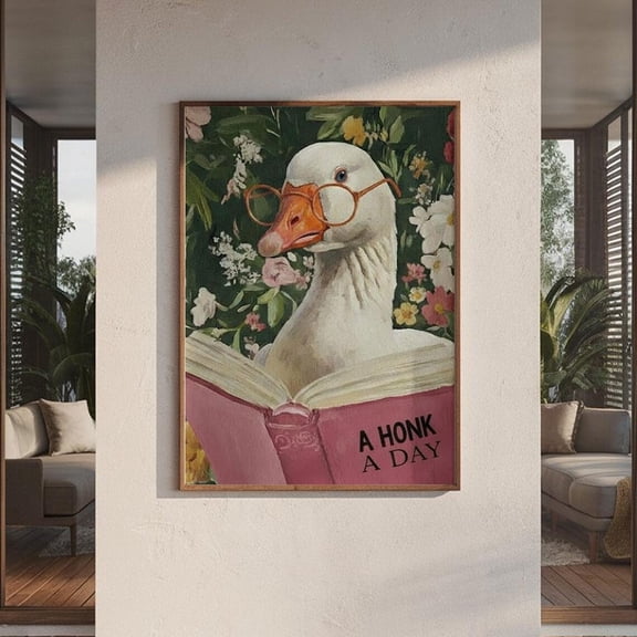 Vintage Goose Reading Poster, Animal Wall Art Poster Li-T10-095, Unframed Poster Size 16x24