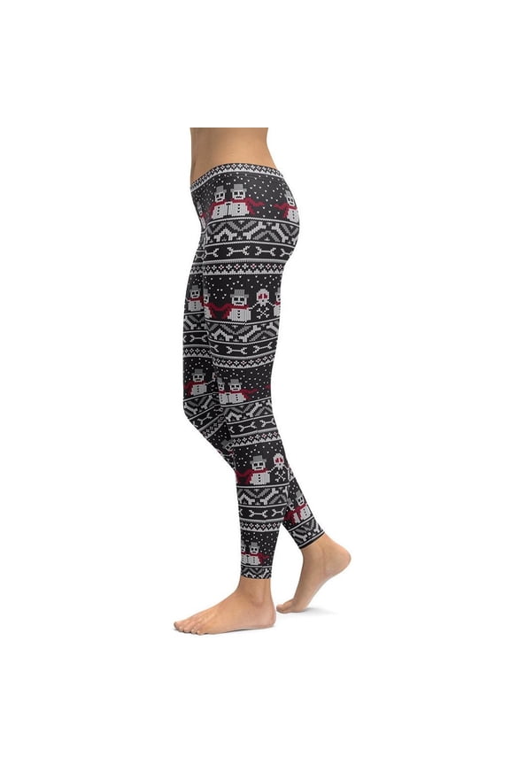 Vintage Goth Knitted Print Leggings Size: XS for Women | FIERCEPULSE