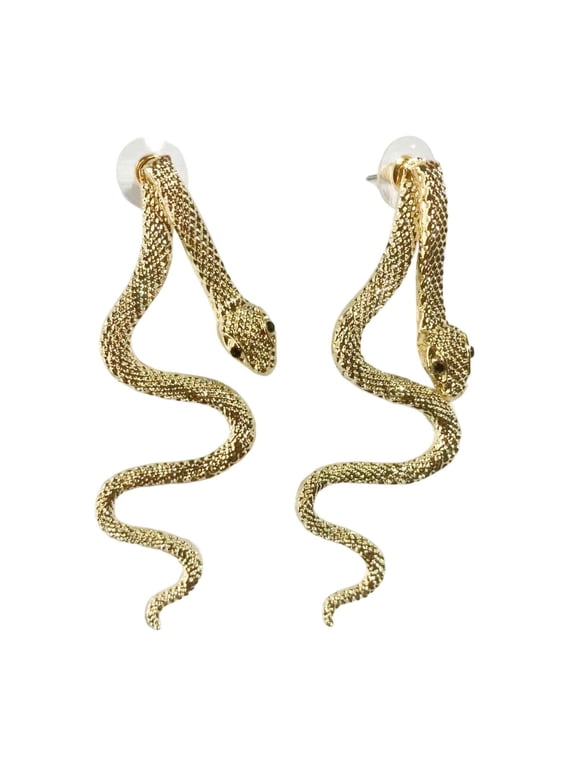 Vintage Goth Snake Earrings, Elegant Gothic Snake Drop Earrings with Sparkling Finish, Vintage Style Jewelry for Women, Everyday Formal Party Gift