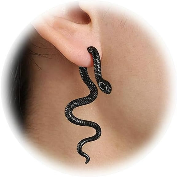 Vintage Goth Snake Earrings - Gold & Silver Snake Statement Jewelry for Women's Halloween