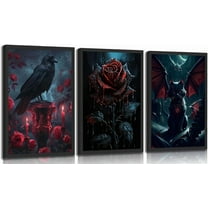 Vintage Gothic Canvas Wall Art Dark Academia Pictures Wall Decor Spooky Dark Rose Posters Prints Paintings for Bedroom Living Room Artwork Home Decoration Unframed