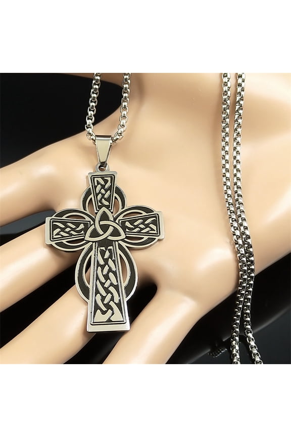 Vintage Gothic Celtic Knot Nordic Necklace for Men 14K White Gold Ancient Talisman Amulet Necklaces Jewelry