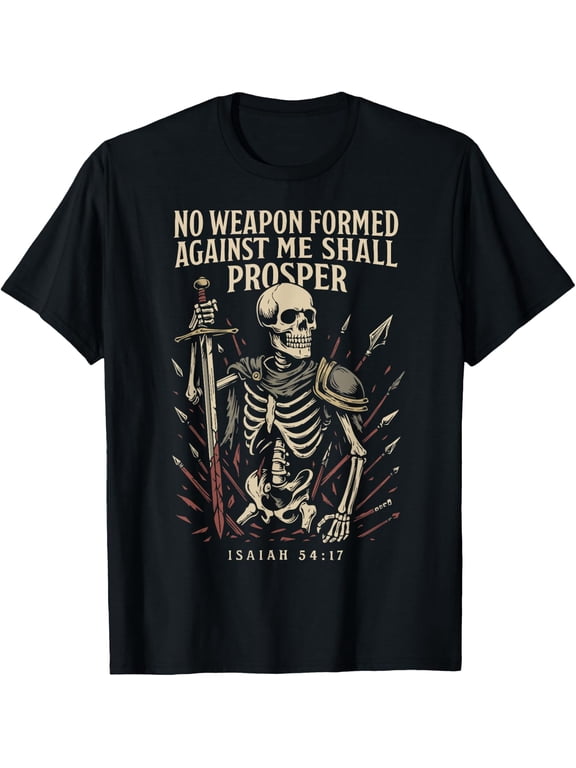 Vintage Gothic Christian Isaiah 54:17 T Shirt Size S-5XL