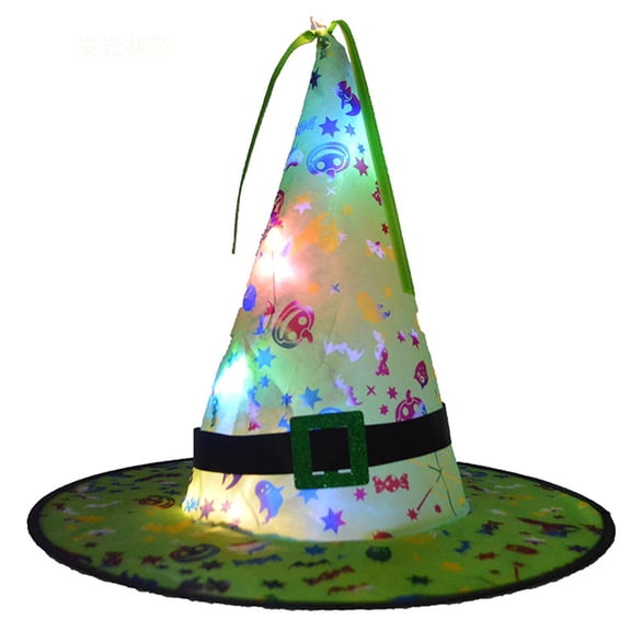 Vintage Gothic Cozy Spooky Light Up Witch Hat Cloth Copper Wire Light Adult Party Performance Decor Head Ornament For Indoor Fall Halloween Holiday Event