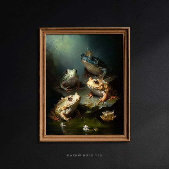 Vintage Gothic Frogs Wall Art, Dark Cottagecore Print, Moody Cottagecore Aesthetic, Witchy Wall Art, Dark Academia Decor, G119 Home Decor #1881, 12x18 UNFRAMED