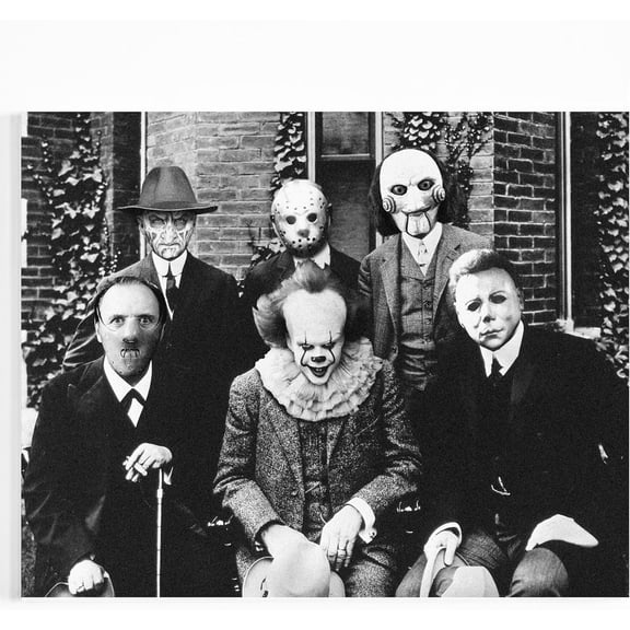 Vintage Gothic Horror Wall Art 8x10 Black and White Scary Movie Poster for Room Aesthetic Creepy Dark Academia & Halloween Decor Slasher Clown Print for Man Cave & Home Theater