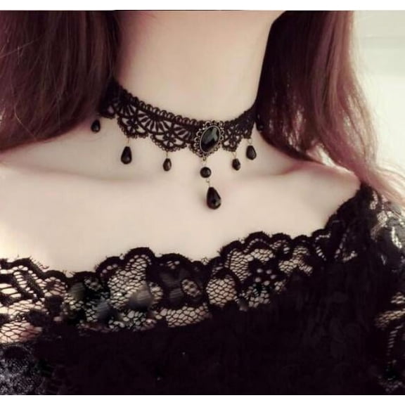 Vintage Gothic Lace Choker Necklace - Victorian Court Style, Perfect for Women
