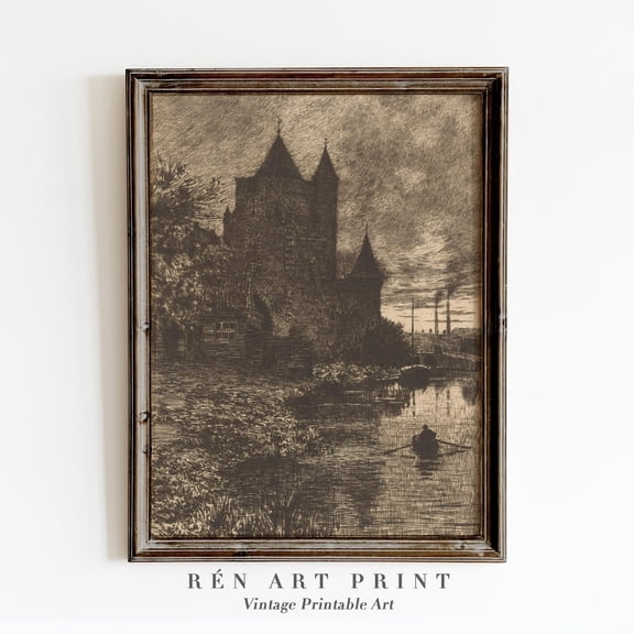 Vintage Gothic Landscape Art Poster Dark Academia Wall Decor Poster, Unframed Size 8x12