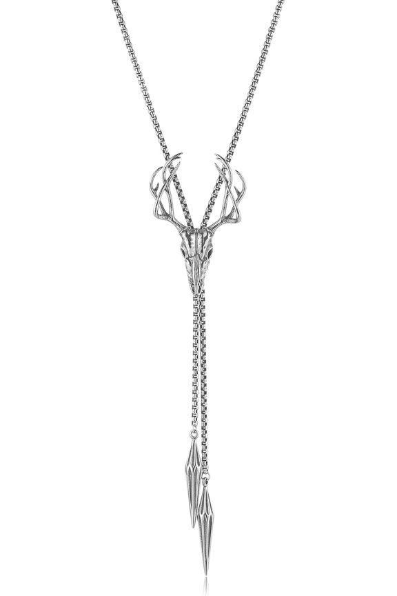 Vintage Gothic Punk Stainless Steel Necklace - Witcher Wolf Head, Skull, Spider, Octopus, Bull Head Pendants, Fantasy Cosplay Jewelry for Men Women