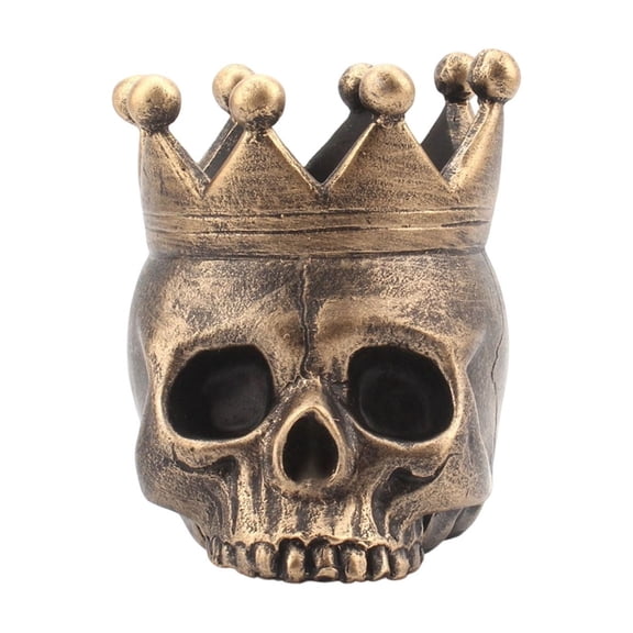 Vintage Gothic Resin Crown Skull Candle Holder Halloween Party Decor Tabletop Decorative Candle Stand Ornament Housewarming Birthday Gift For Home Shelf Mantel Decoration