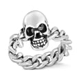 thumbnail image 1 of Vintage Gothic Skull Biker Sterling Silver Curb Chain Band Ring-7, 1 of 5