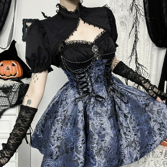 Vintage Gothic Smock Women Palace Style Elegant Cute Lace Patchwork Puff Sleeve Crop Tops Aesthetic Fairy Indie Clothes