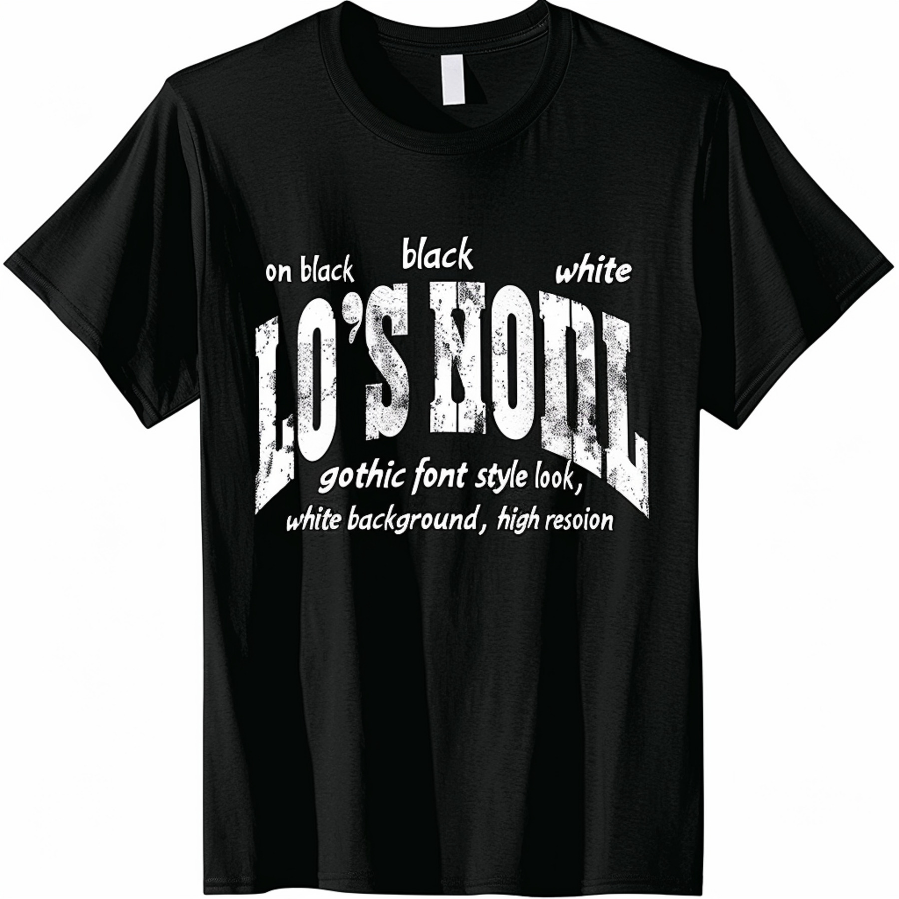 Vintage Gothic Style Los Angeles Black TShirt White Text on Black Tee