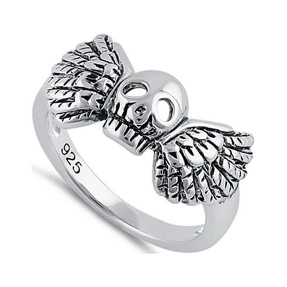 Vintage Gothic Style Skull Head 925 Silver Oxidized Platinum Plated Women Valentines Day Gifts Ring Jewelry