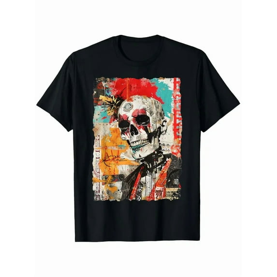 Vintage Graffiti Punk Rock Style With Bold Horror Art Unisex T-Shirt, for men & women, up to size 5XL