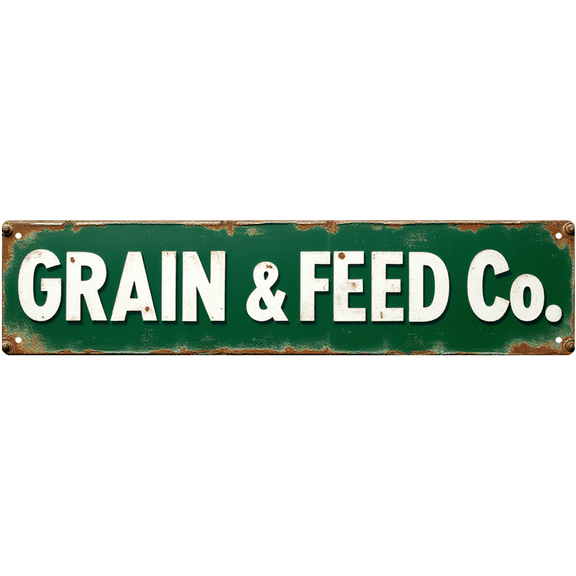 Vintage Grain & Feed Co. Tin Sign - 16x4 Inch - Ideal for Farmhouse, Barn, Man Cave Decor - Retro Farm Signs, Country Decor