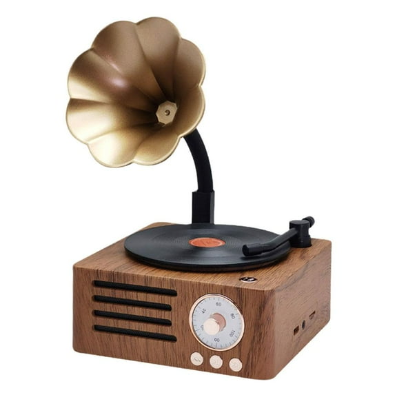 Vintage Gramophone Bluetooth Speaker with 5W Rich Sound and 8-Hour Playtime for Portable Music Anywhere