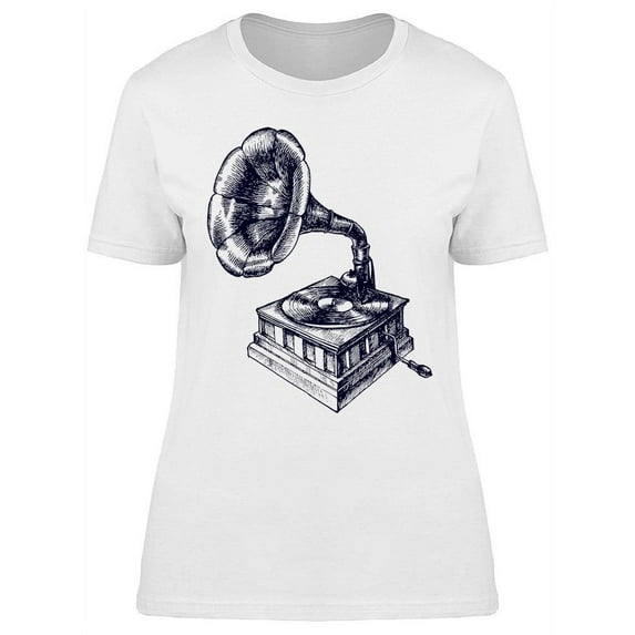 Vintage Gramophone Graphic T-Shirt Women -Image by Shutterstock, Female 3X-Large