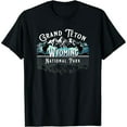 thumbnail image 1 of Vintage Grand Teton National Park Vacation Black T-Shirt Short Sleeves For Men Women, 1 of 5