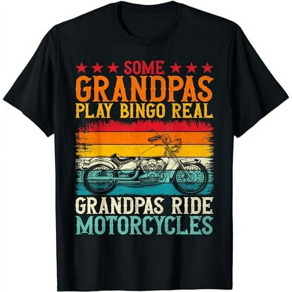 Vintage Grandpas Play Bingo Real Grandpas Ride Motorcycles T-Shirt