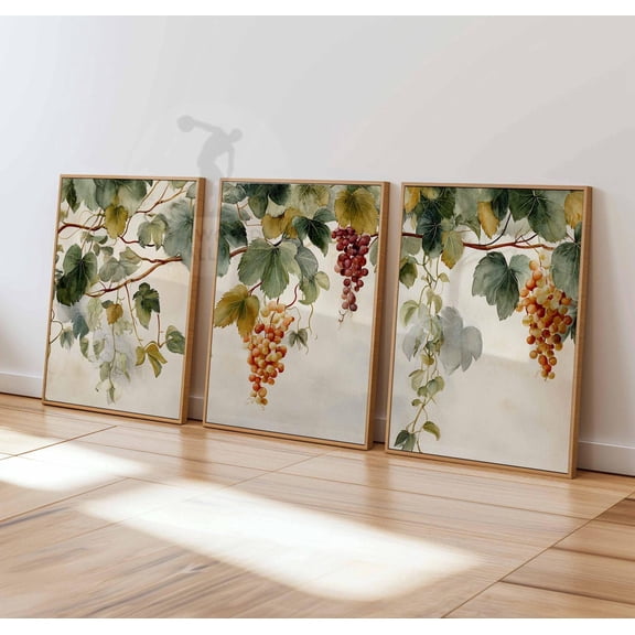 Vintage Grape Vine Rustic Farmhouse Wall Art, Kitchen, Gallery Wall And Home Decor