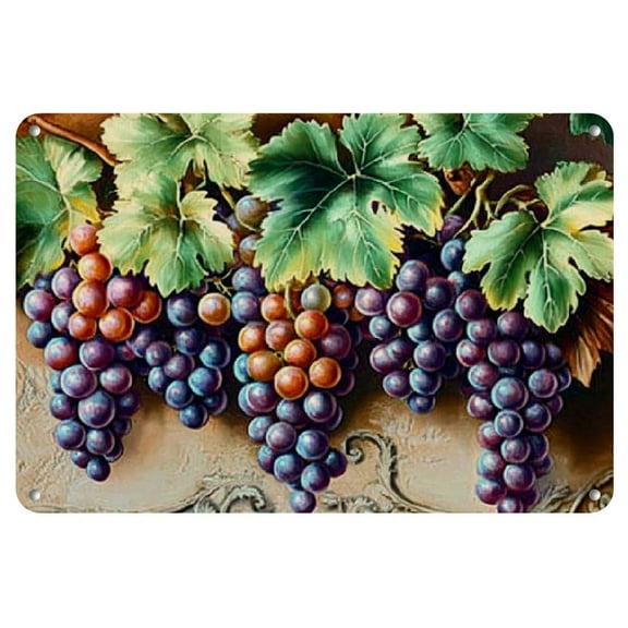Vintage Grapes Metal Wall Art - Iron Sign for Garage, Cafe, Bar, or Living Room Decor