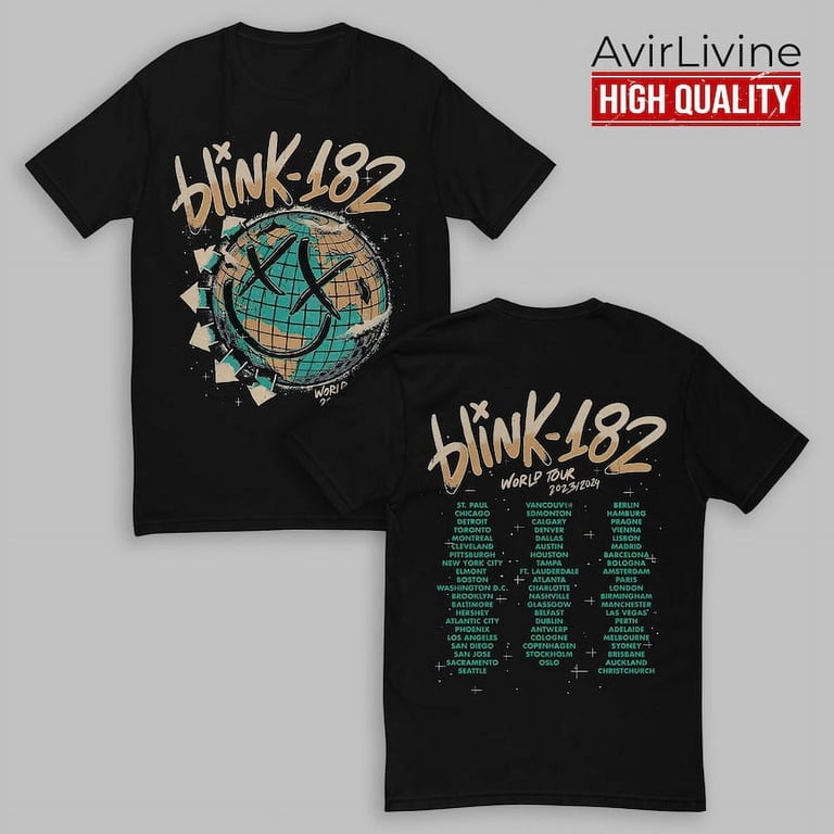 Vintage Graphic 90s Blink 182 The World Tour 2023-2024 2 Sides 