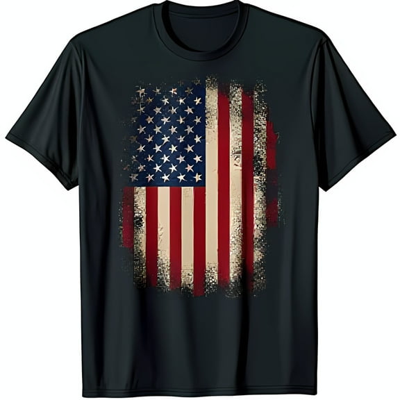 Vintage Graphic Black T-Shirt for Patriotic Style