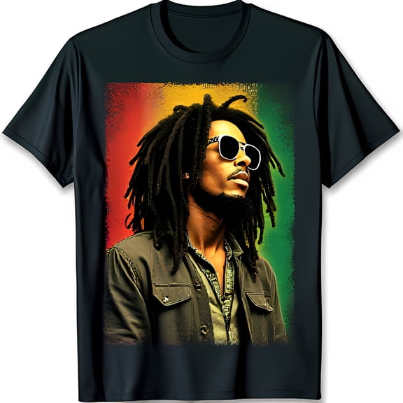 Vintage Graphic Black T-Shirt with Jamaican Design