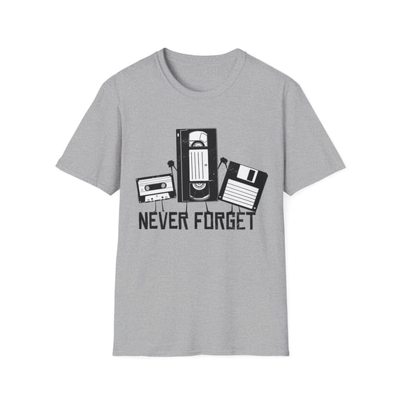 Vintage Graphic Funny TShirt Cassette VHS Tape Floppy Disc