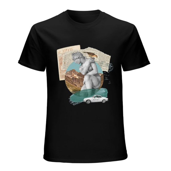 Vintage Graphic Men’s T-Shirt 100% Cotton Casual Short Sleeve Tops Gift Tee Black S