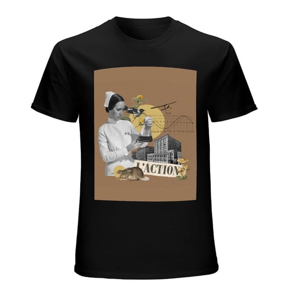 Vintage Graphic Men’s T-Shirt 100% Cotton Casual Short Sleeve Tops Gift Tee Black XS