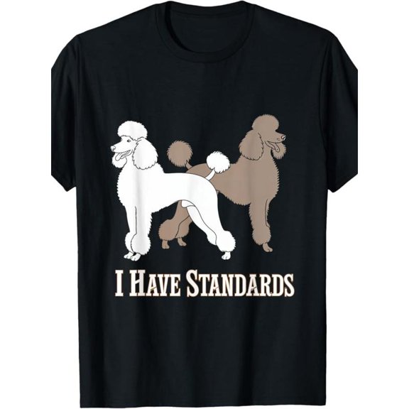 Vintage Graphic Tee,Tops Has Poodle Dog Print Pattern And Black with White and Brown Illustrations,Round Neck Regular Fit T-shirts, Size(S-5XL)