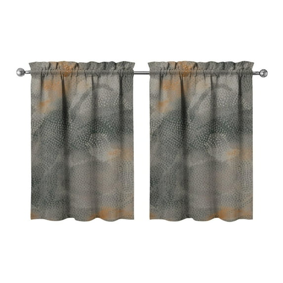 Vintage Gray Abstract Oil Painting Tier Cafe Curtains for Bathroom Living RV Rod Pocket Window Drapes 36 Inch 2 Panels Set 28"x36" 2 Panels Window Treatment Tiers