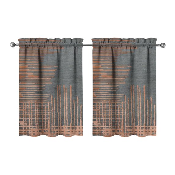 Vintage Gray Abstract Oil Painting Tier Cafe Curtains for Bathroom Living RV Rod Pocket Window Drapes 36 Inch 2 Panels Set 28"x36" 2 Panels Window Treatment Tiers