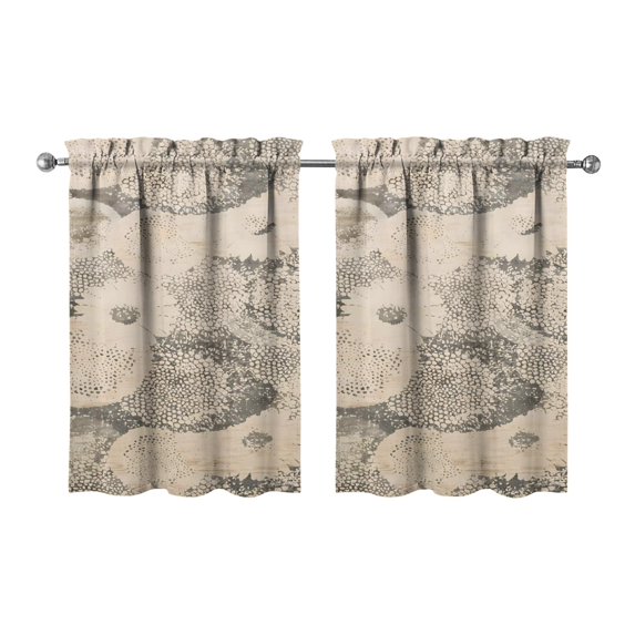 Vintage Gray Abstract Oil Painting Tier Cafe Curtains for Bathroom Living RV Rod Pocket Window Drapes 36 Inch 2 Panels Set 28"x36" 2 Panels Window Treatment Tiers
