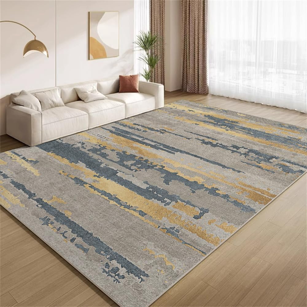 Vintage Gray Gold Ombre Area Rugs 3x5ft Rug Modern Abstract Distressed ...