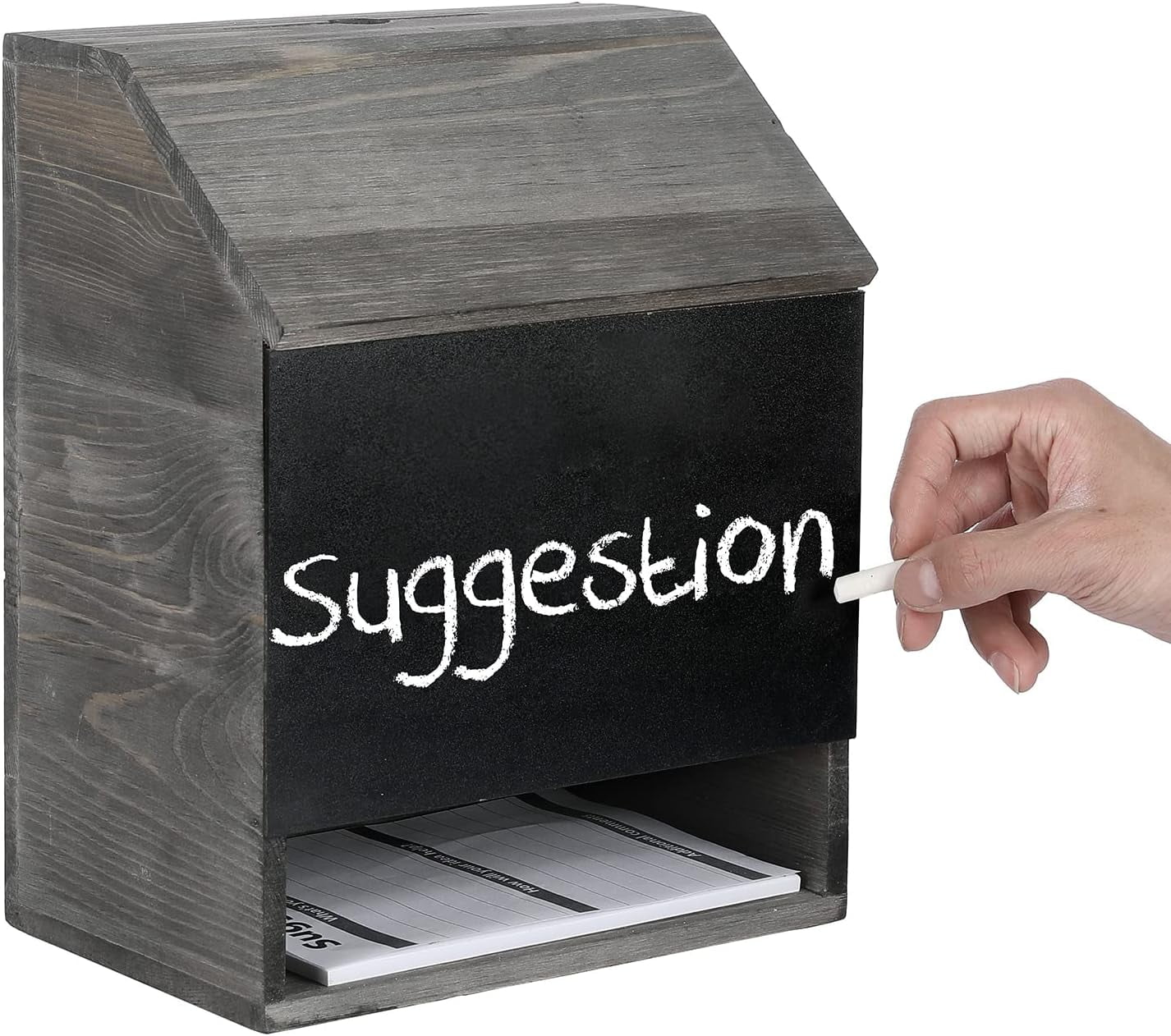 Vintage Gray Wood Customer Comment Box with Lock and Chalkboard Surface ...
