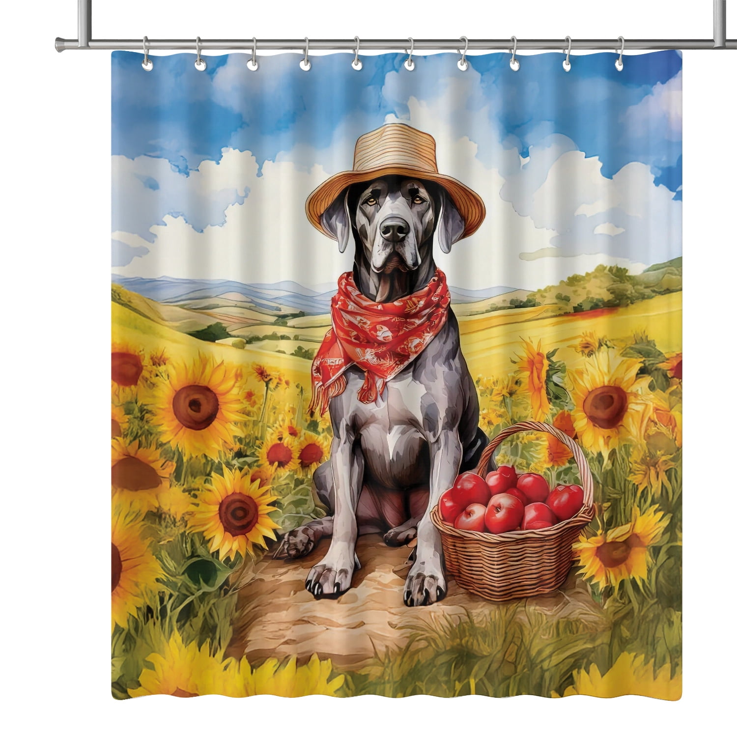 Vintage Great Dane Says Hello Mother's Day Summer Sunflower Field