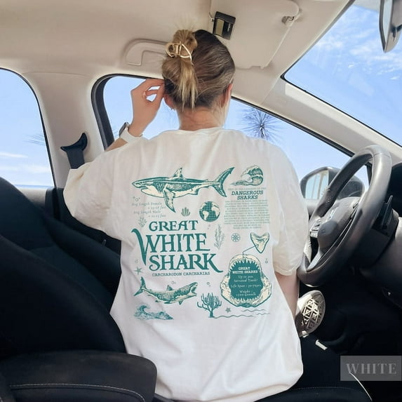Vintage Great White Shark TShirt, Gift For Sea Animal Lover, Marine Wildlife Anatomy Biology, Cute Oceancore Ocean Conservation T Shirt TH220564