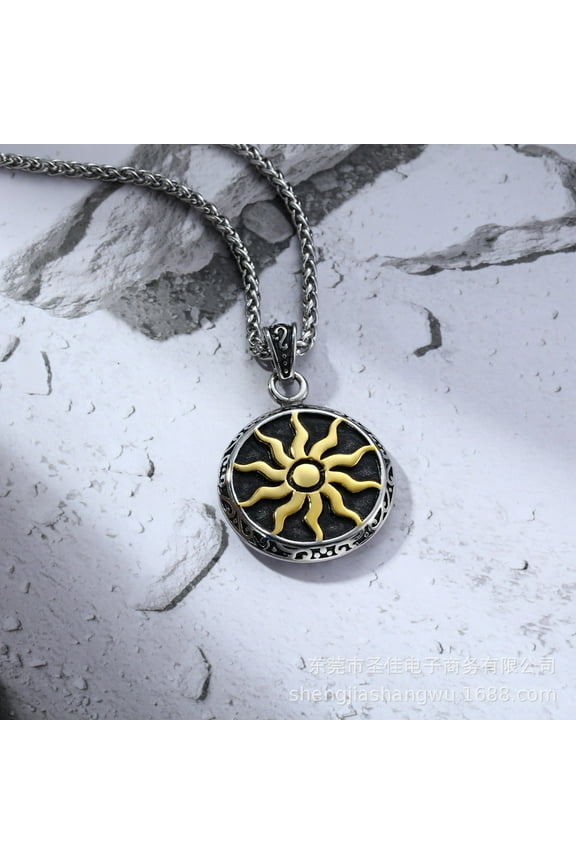 Vintage Greek Mythology Sun God Apollo Necklace Pendant Men Punk Fashion Amulet 14K White Gold Necklace Chain Jewelry Gifts