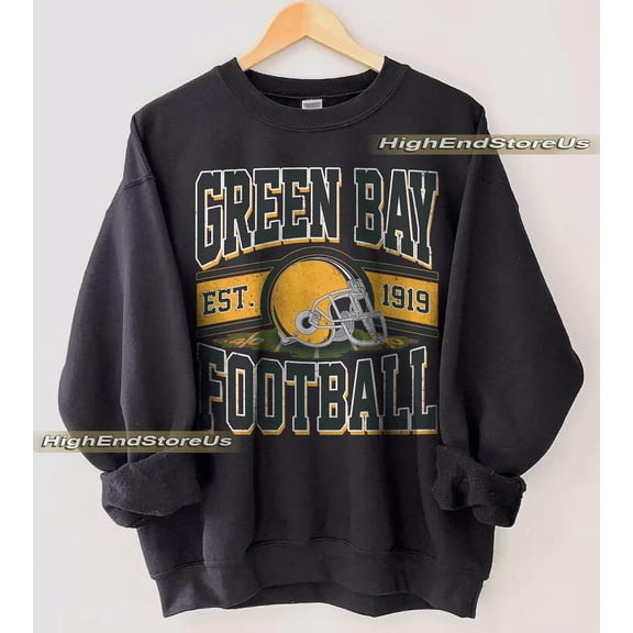 Vintage Green Bay Football Sweatshirt, Retro Sports Helmet Crewneck, Game Day Fan Apparel