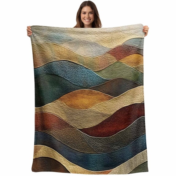 Vintage Green Blue Blanket Soft Cozy Warm Throw Blanket for Couch, Plush Fuzzy Flannel Fleece Blankets for Sofa, Farmhouse Retro Art Bed Blankets Lightweight Gifts for Women, 50"x80"