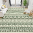 thumbnail image 1 of Vintage Green Bohemian Area Rug 4'x8' Moroccan Sage Green Stripe Print Rugs Ultra Soft Geometric Pattern Non-Slip Throw Mat Easy Clean Indoor Entryway Carpet for Living Room Bedroom, 1 of 6