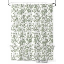 Vintage Green Floral Shower Curtain, Farmhouse Flower Pastoral Style Waterproof Shower Curtain Set with 12 Hooks Lightweight Washable Fabric Shower Curtains for Bathroom 36x72 Inches