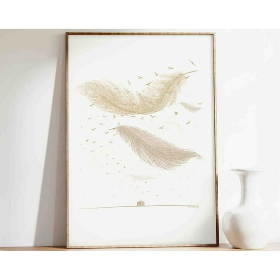 Cover You With His Feathers, Psalm 91 4 Bible Wall Art, Bible Sketches Christian Modern Bible Poster, Feather Art Wall Art, Modern Wall Decor, 8x12 UNFRAMED