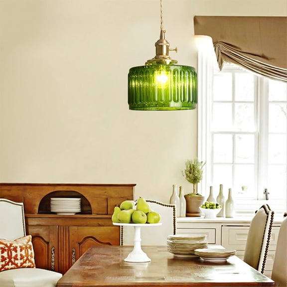 Vintage Green Glass Pendant Light Retro Chandelier Hanging Light Ceiling Lamp US