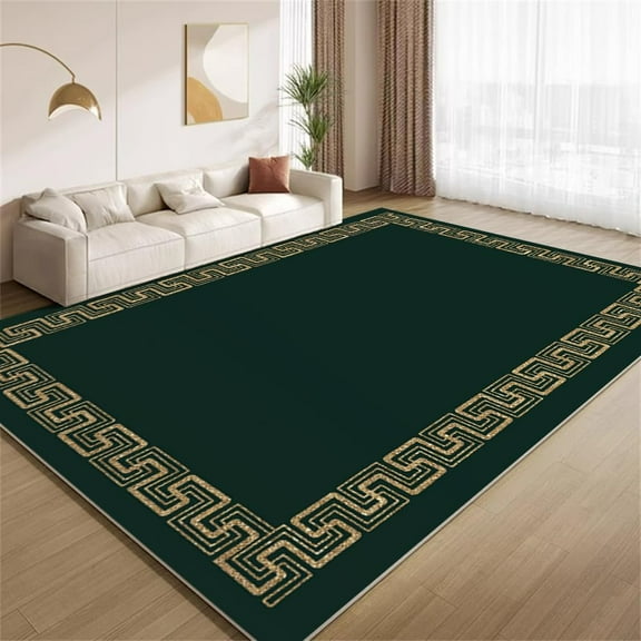 Vintage Green Gold Rug 2x3ft Small Area Rugs Greek Golden Border Rugs Soft Non Slip Washable Non Shedding Indoor Carpet for Living Room Bedroom Home Entrance Foyer Decor